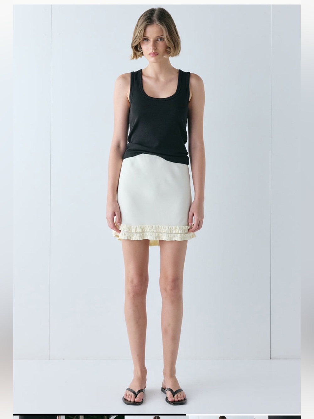 Vrg Grl Cream Mini Skirt with Ruffle Hem